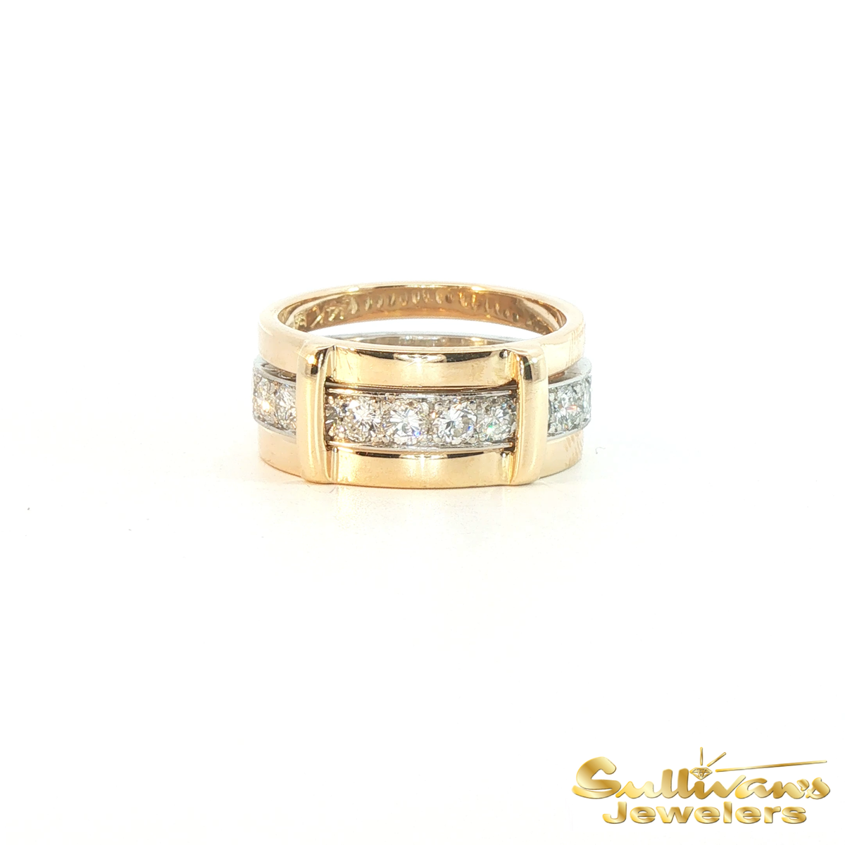 14K Yellow Gold and Platinum Diamond Ring Set