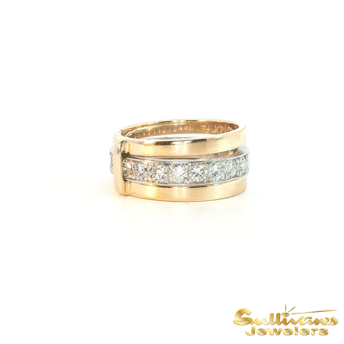 14K Yellow Gold and Platinum Diamond Ring Set