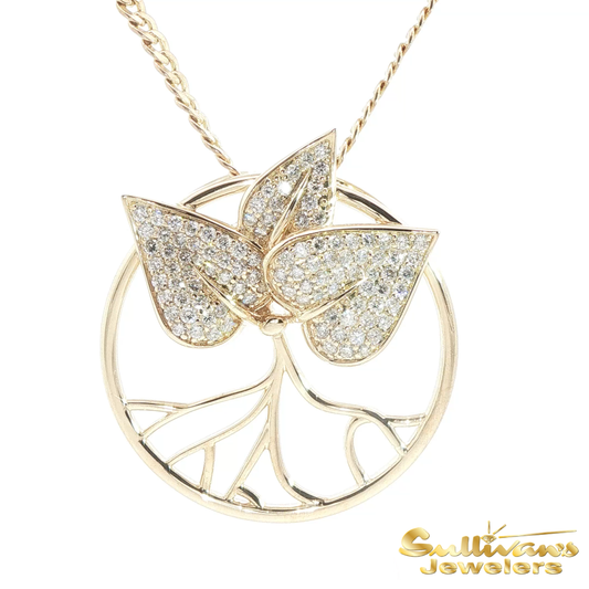Gold-Plated with CZ Island Root Logo Pendant