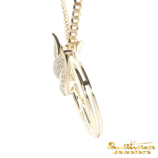 Gold-Plated with CZ Island Root Logo Pendant