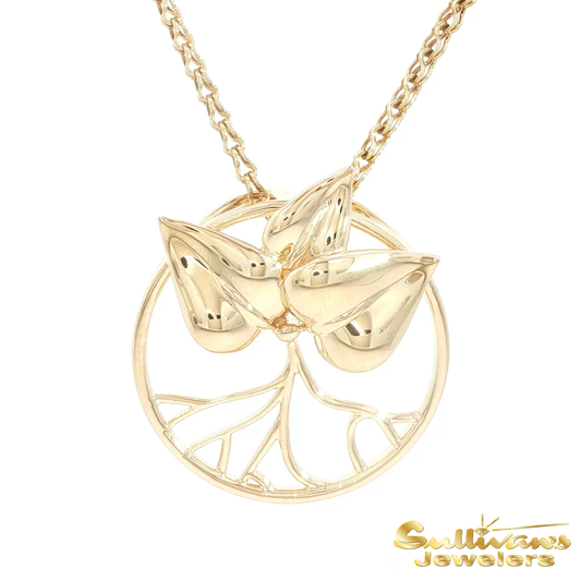 14K Yellow Gold Island Root Logo 28mm Pendant