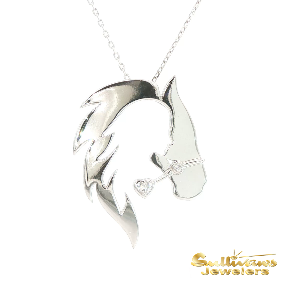 Sterling Silver/ Gold-Plated Relentless Equestrian Foundation Pendant with Diamonds