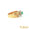 Load image into Gallery viewer, 14K Yellow Gold Etched Emerald Halo Ring
