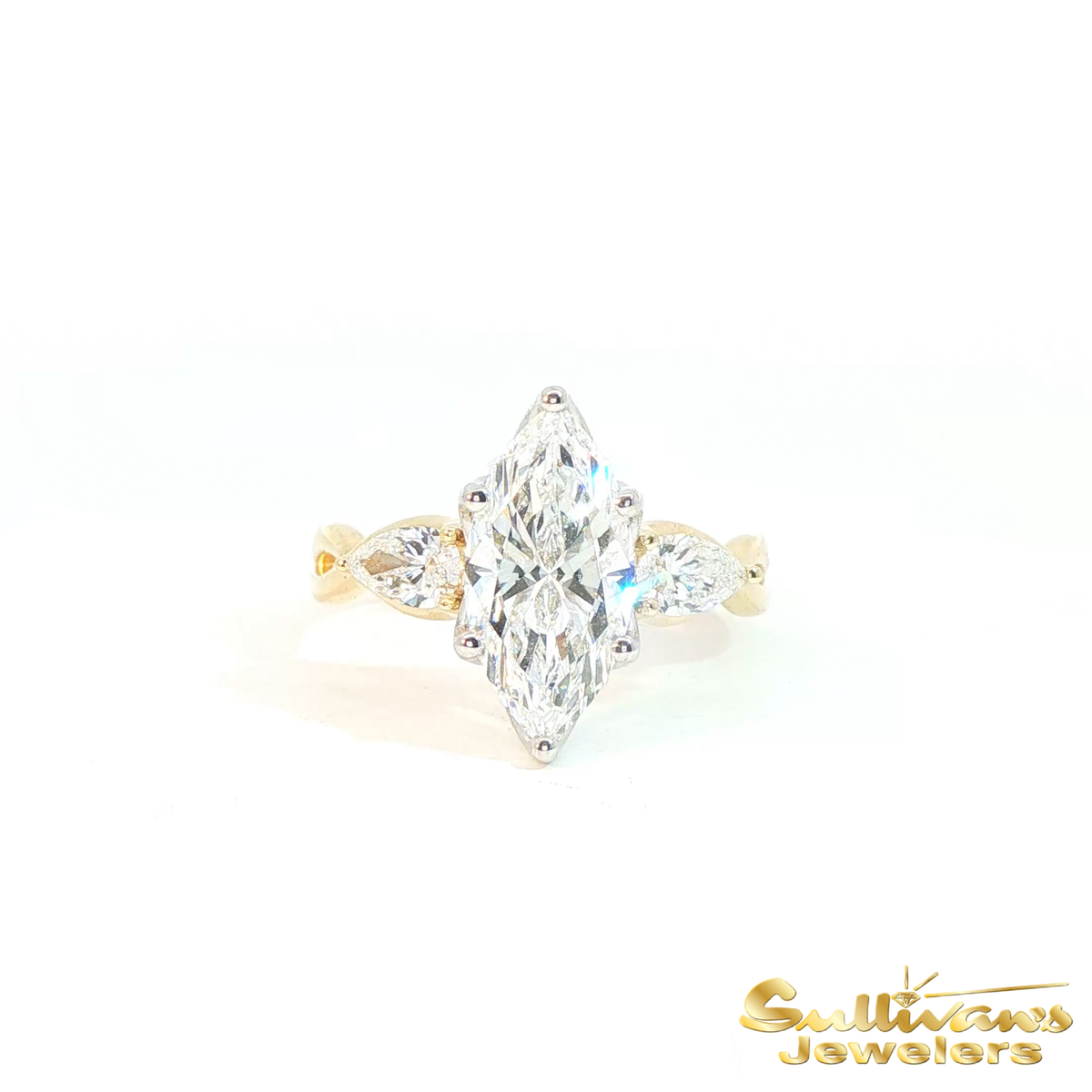 14K Two-Tone Lab-Grown Marquise Diamond Twist Ring