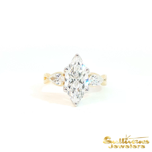 14K Two-Tone Lab-Grown Marquise Diamond Twist Ring