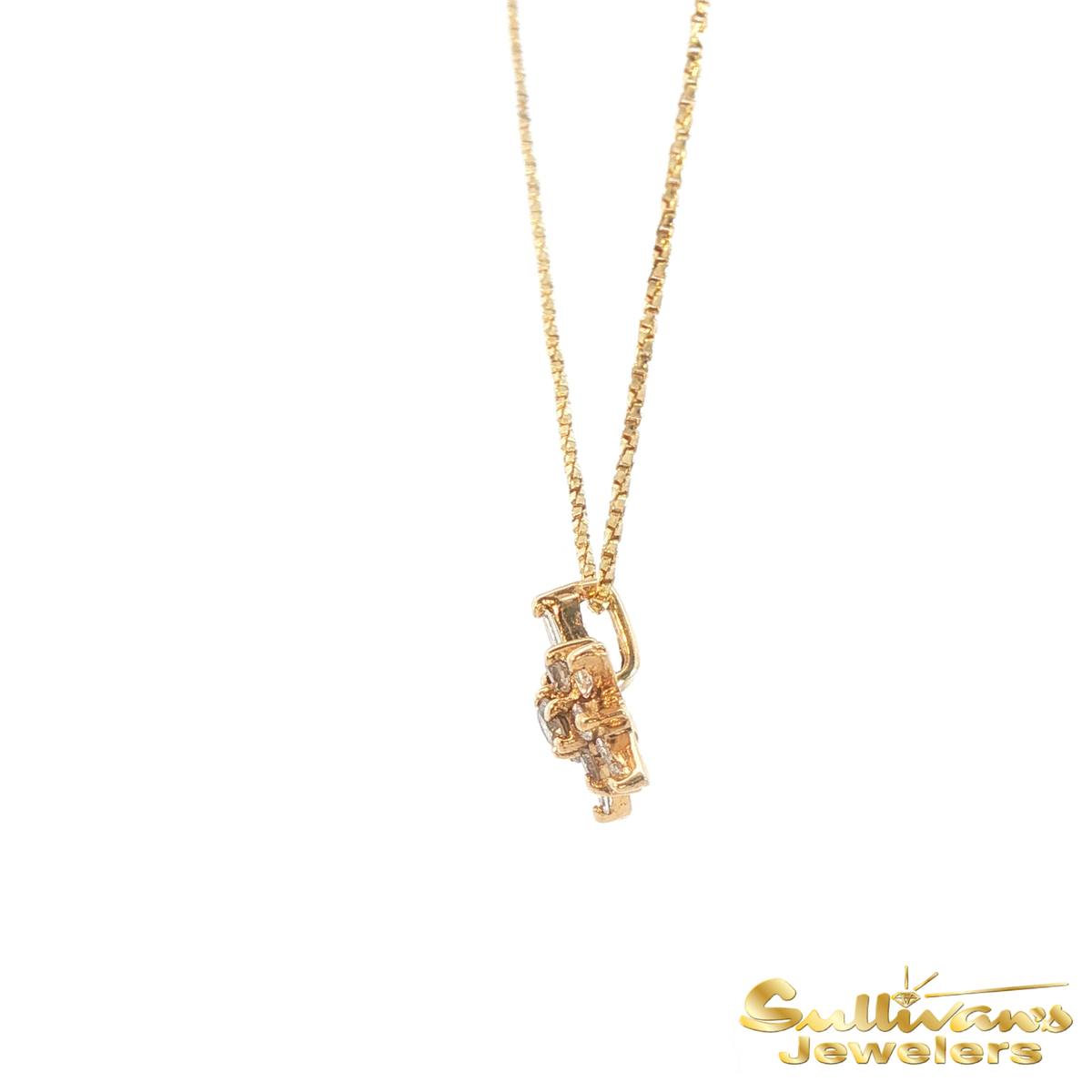 14K Yellow Gold Diamond Star Necklace