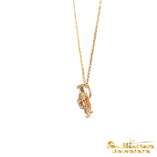 14K Yellow Gold Diamond Star Necklace