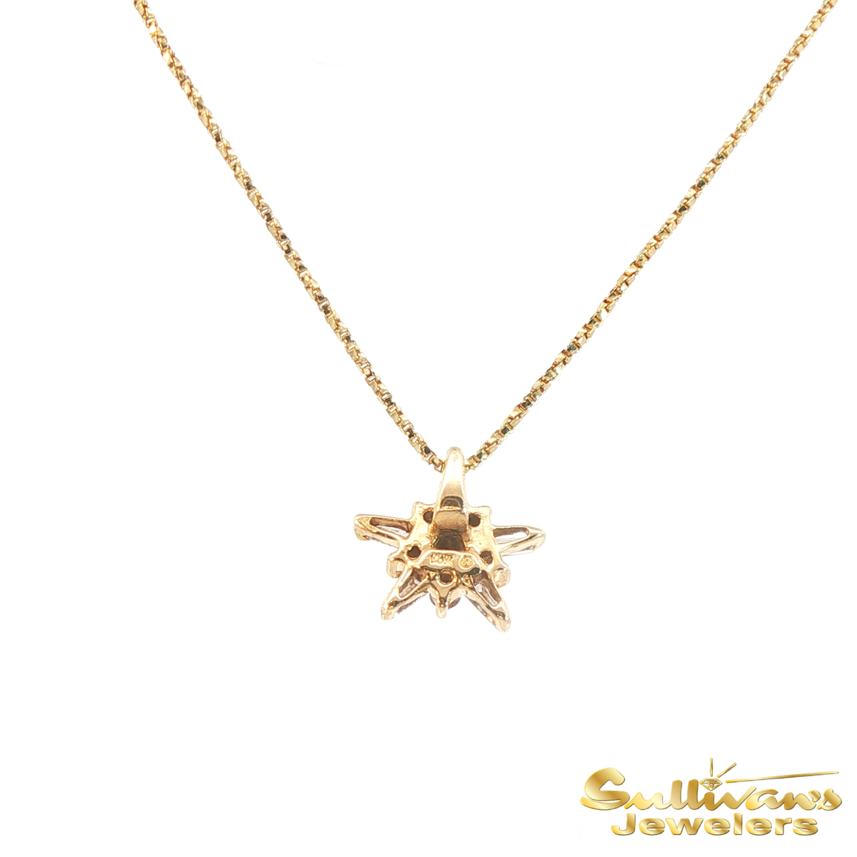 14K Yellow Gold Diamond Star Necklace