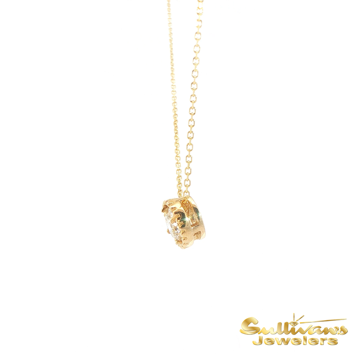 14K Yellow Gold Beaded Diamond Necklace