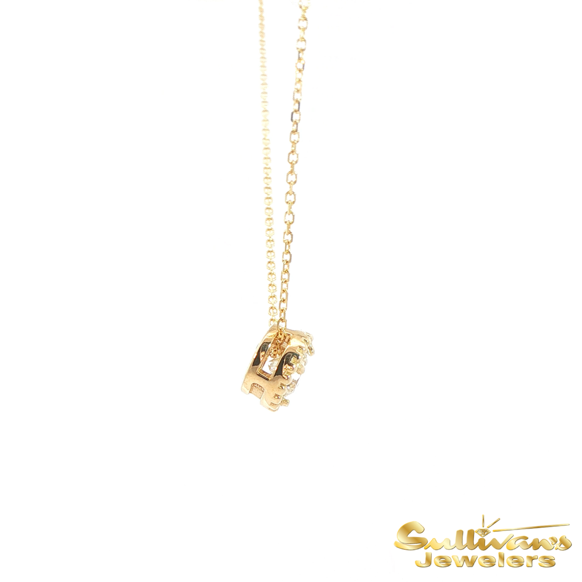 14K Yellow Gold Beaded Diamond Necklace