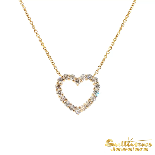 14K Yellow Gold Heart Diamond Necklace