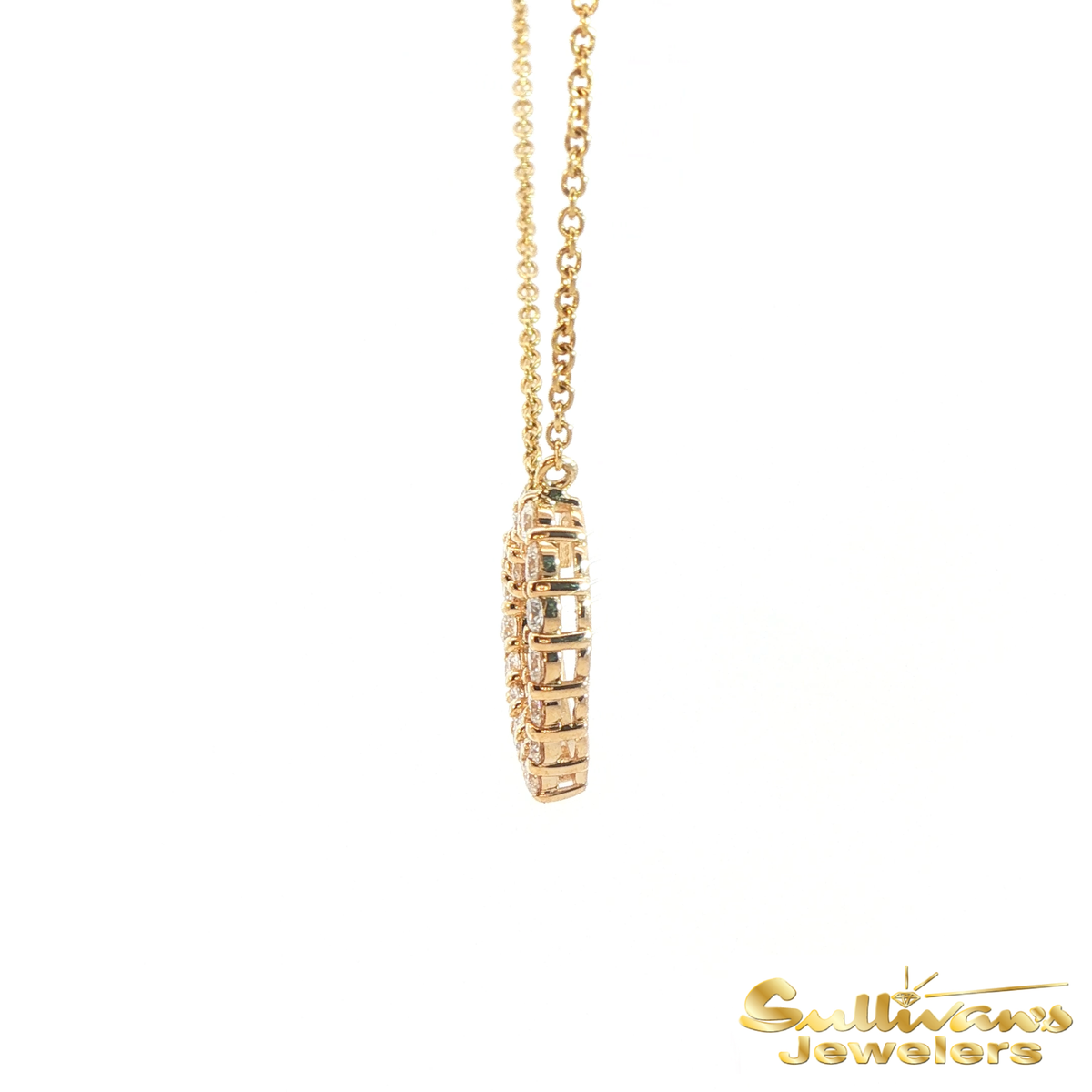 14K Yellow Gold Heart Diamond Necklace