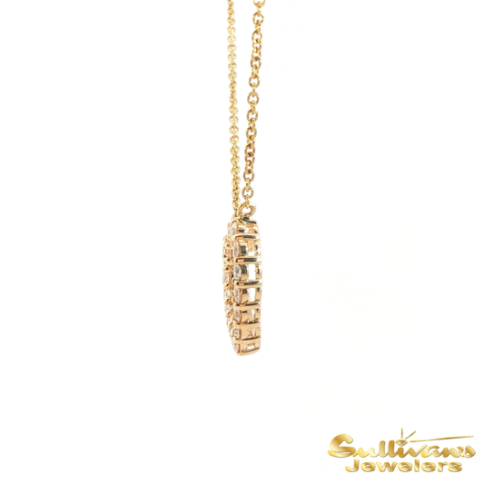 14K Yellow Gold Heart Diamond Necklace