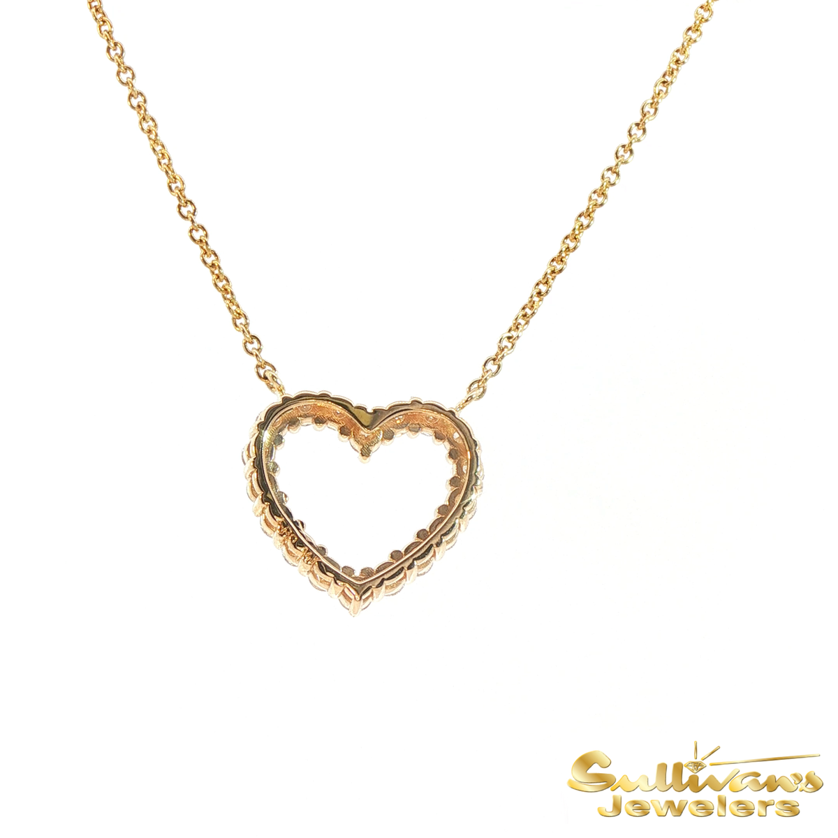 14K Yellow Gold Heart Diamond Necklace
