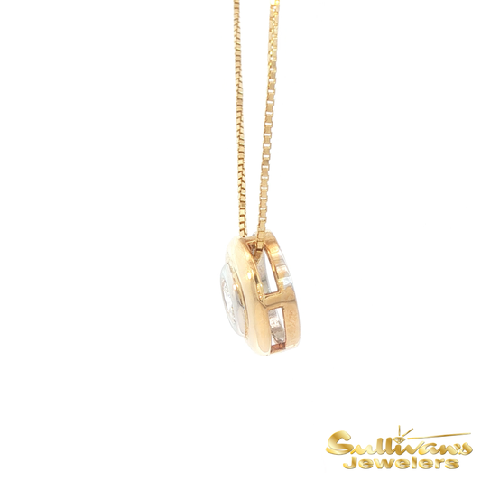 14K Two-Tone Slide Bezel Diamond Pendant