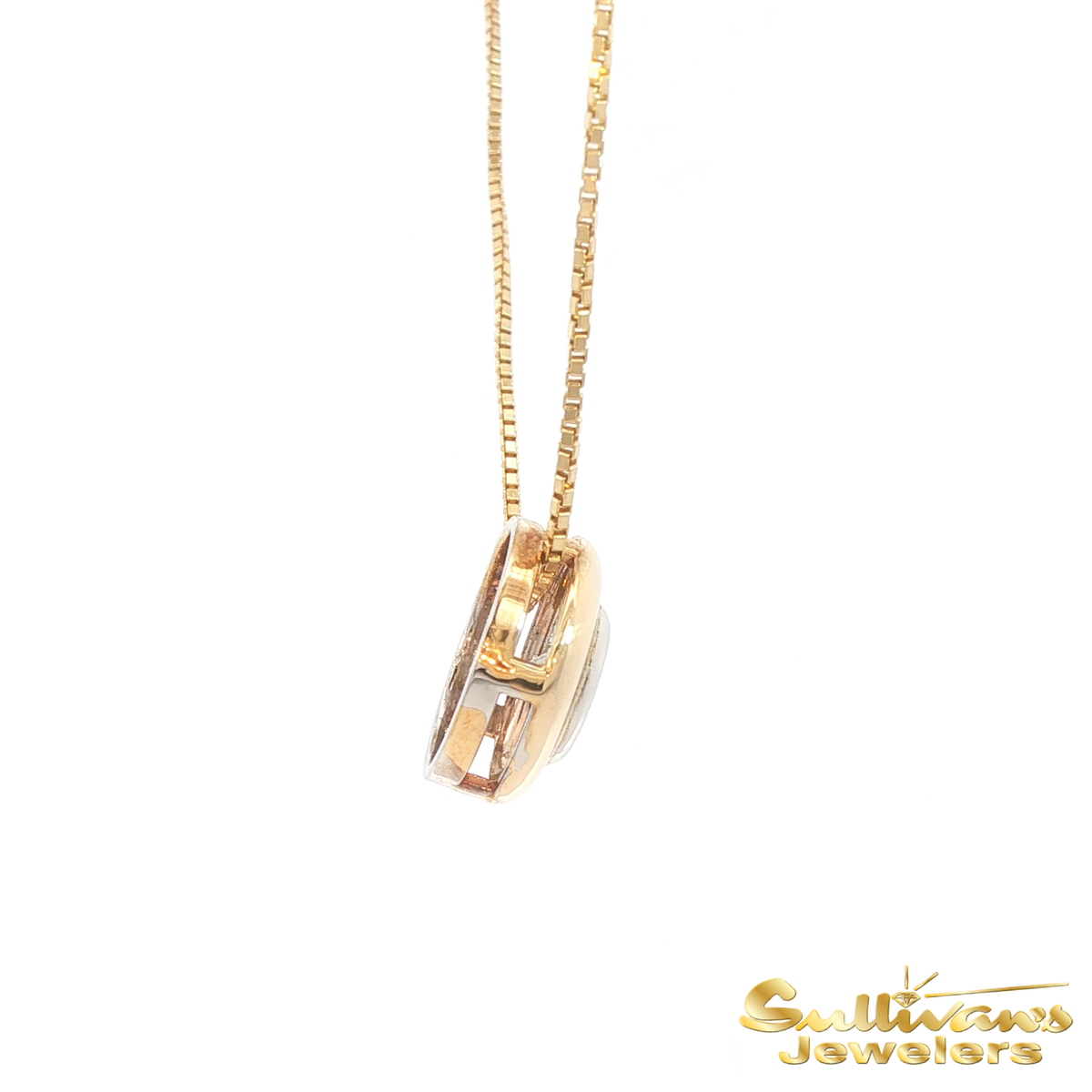 14K Two-Tone Slide Bezel Diamond Pendant