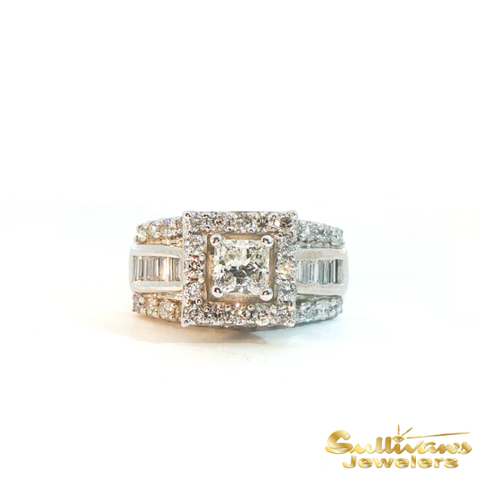 14K White Gold Princess Cut Diamond Ring