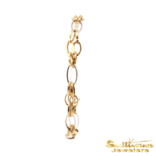 14K Two-Tone Oval Link Bracelet
