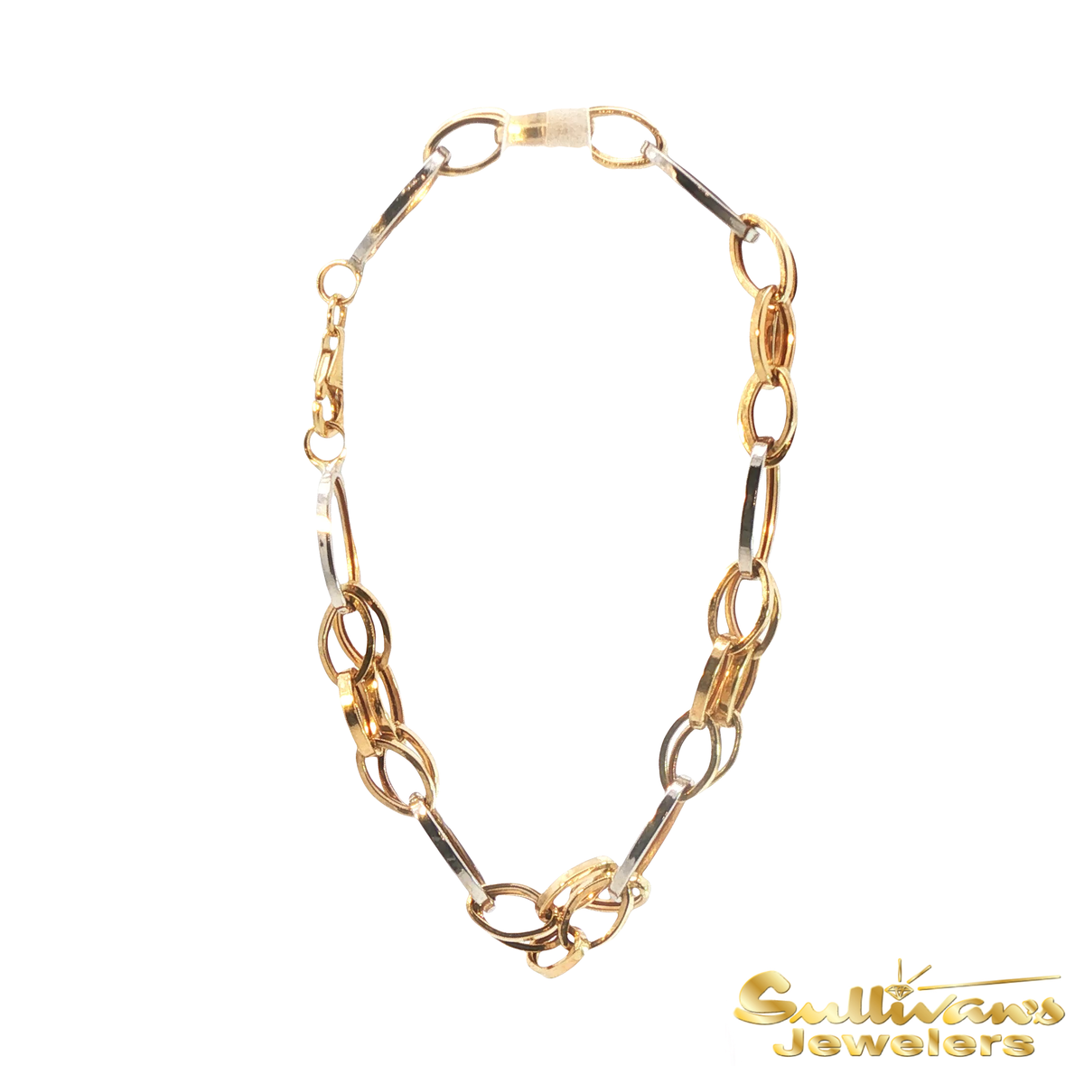 14K Two-Tone Oval Link Bracelet