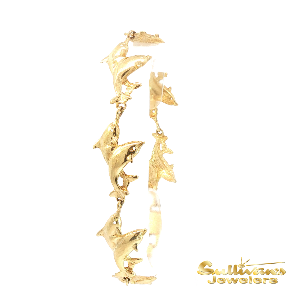 14K Yellow Gold Dolphin Bracelet