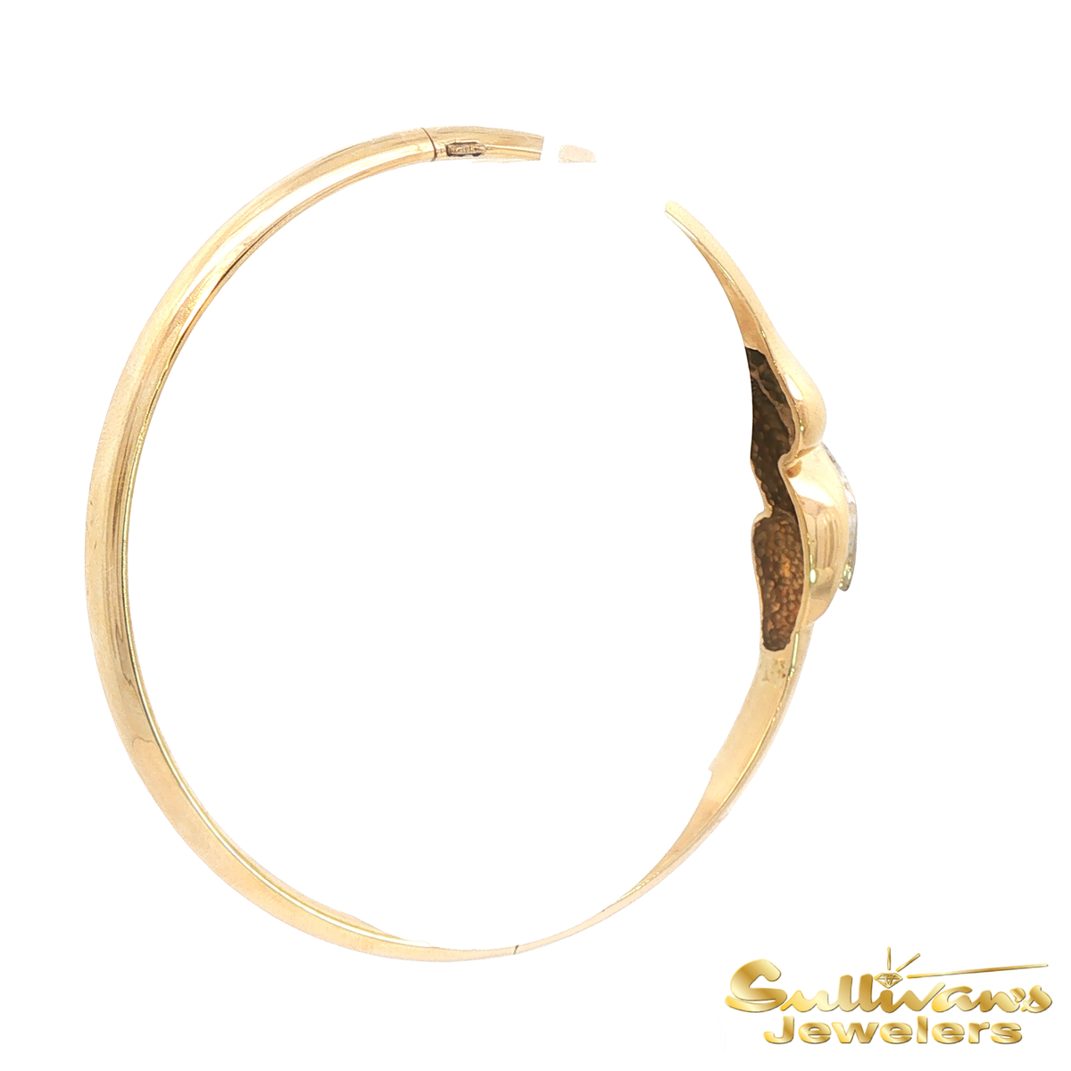 14K Two-Tone Gold Hinged Diamond Bangle