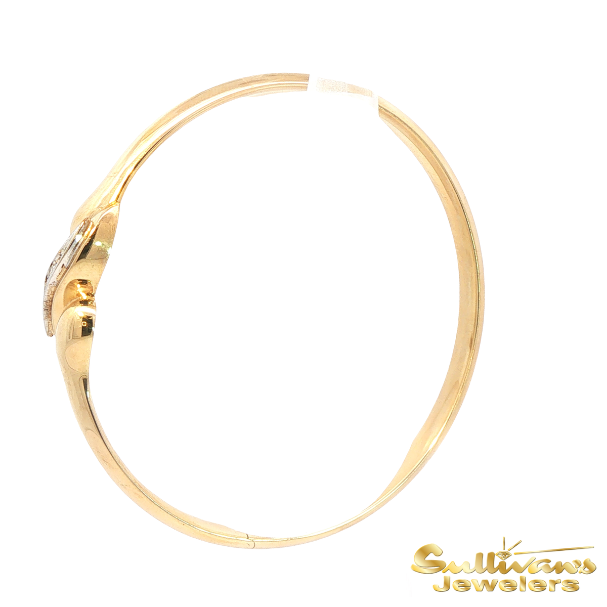 14K Two-Tone Gold Hinged Diamond Bangle