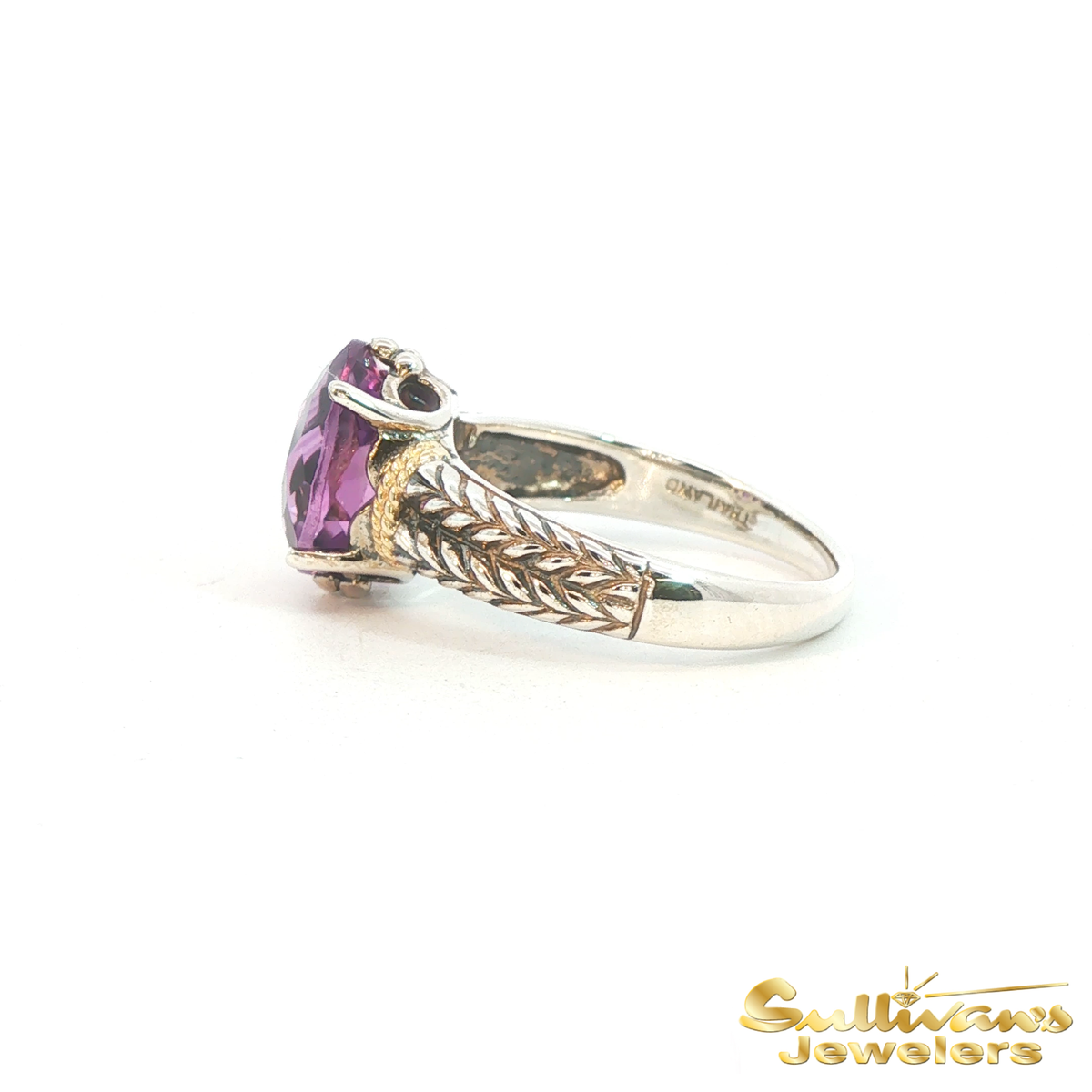 Sterling Silver and 14K Yellow Gold Amethyst Ring