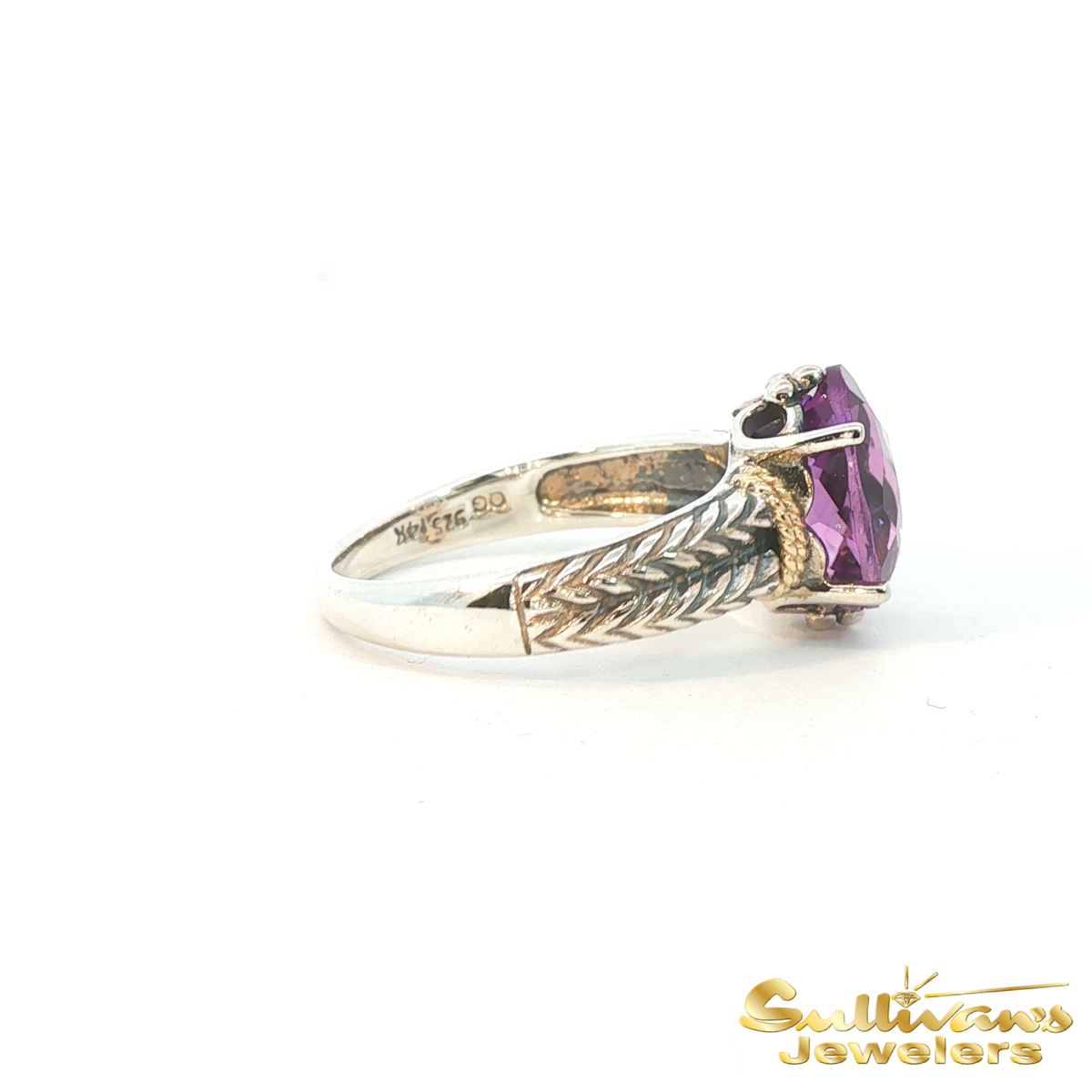 Sterling Silver and 14K Yellow Gold Amethyst Ring