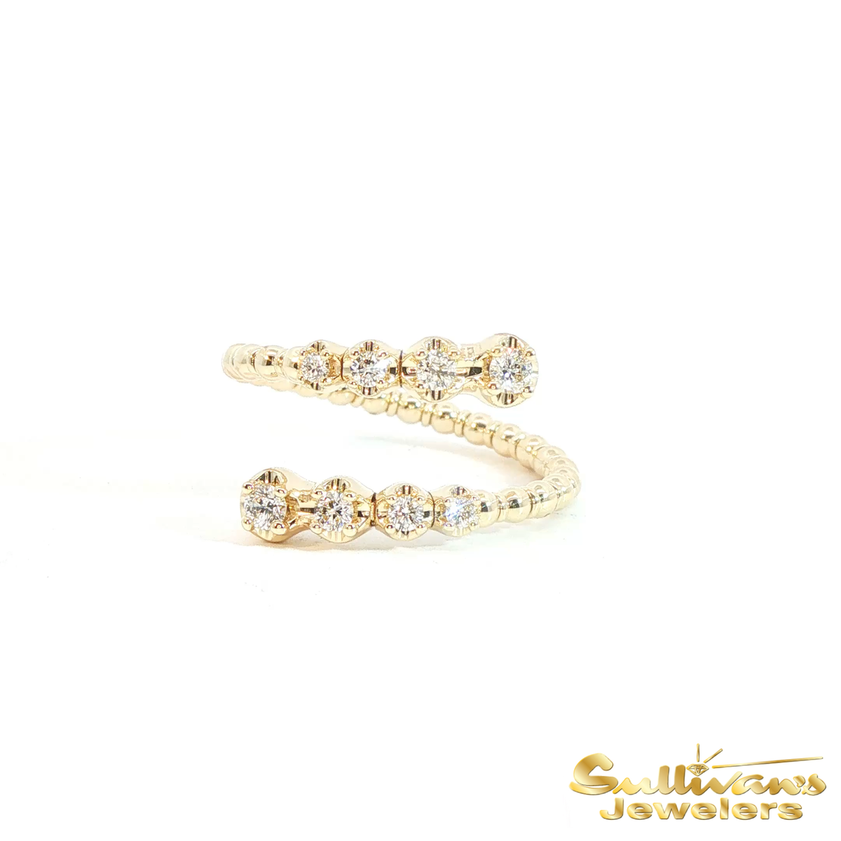 14K Yellow Gold Diamond Flexible Bypass Ring