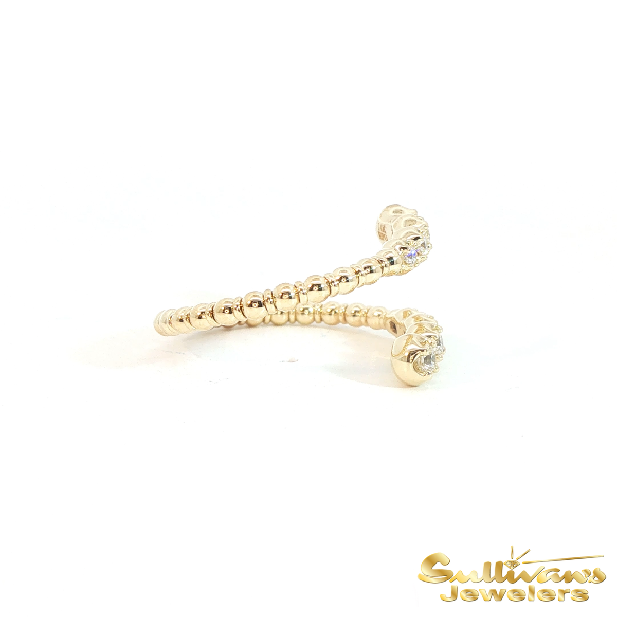 14K Yellow Gold Diamond Flexible Bypass Ring