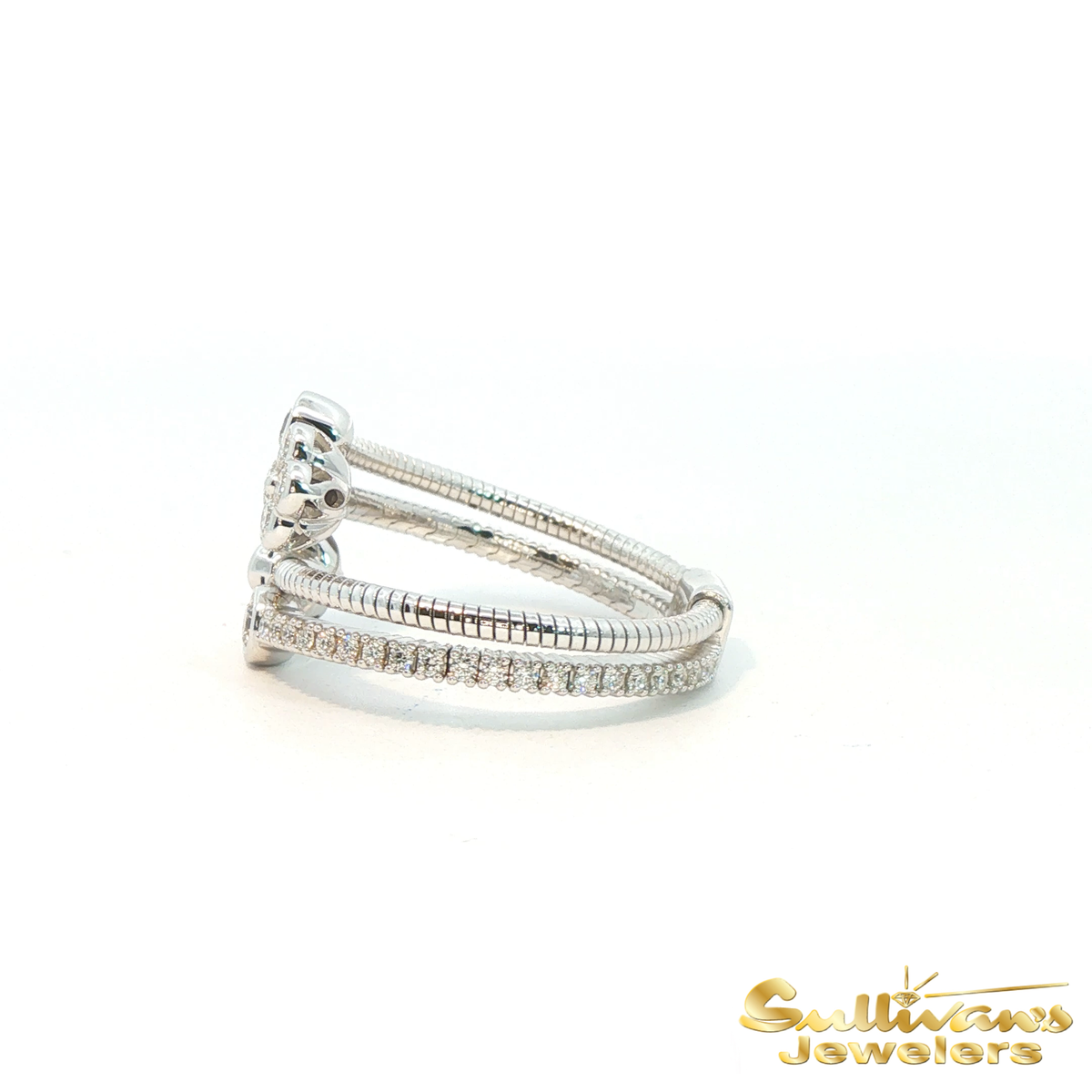 14K White Gold Flexible Double Bypass Diamond Ring