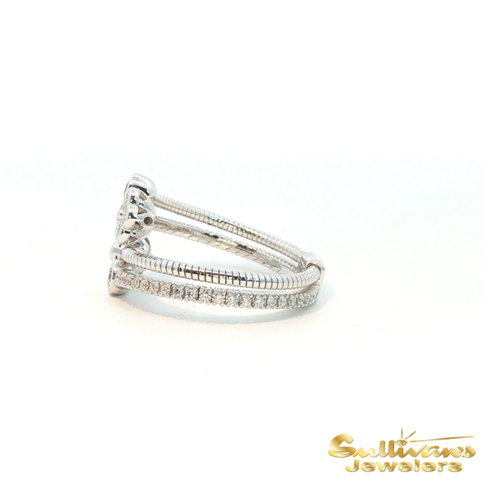 14K White Gold Flexible Double Bypass Diamond Ring