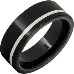 Black Diamond Ceramic Ring With Silver Inlay