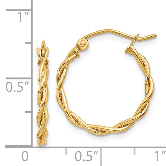 14k Polished 2.25mm Twisted Hoop Earrings