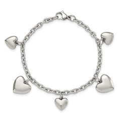 Stainless Steel Polished Hearts 8 inch Bracelet/Pet Jewelry-Benefits the SPCA