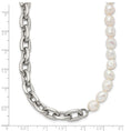 Load image into Gallery viewer, Stainless Steel Open Link and Baroque Pearl Necklace
