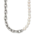 Load image into Gallery viewer, Stainless Steel Open Link and Baroque Pearl Necklace
