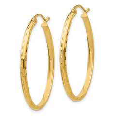 14k Lightweight Diamond-Cut Oval Hoop Earrings