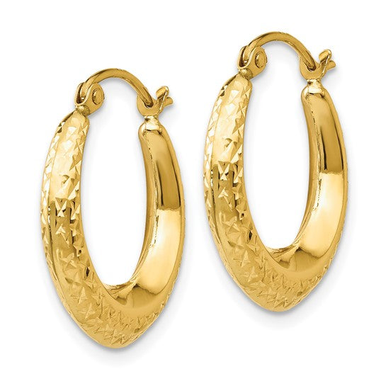 14K Textured Lightweight Hoop Earrings