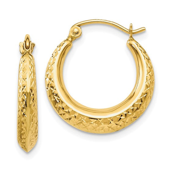 14K Textured Lightweight Hoop Earrings