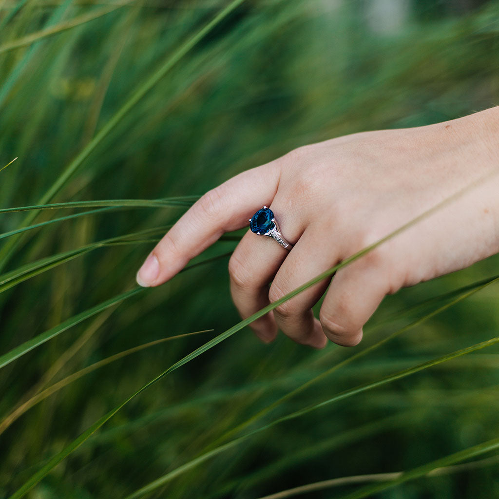 14k White Gold London Blue Topaz Ring