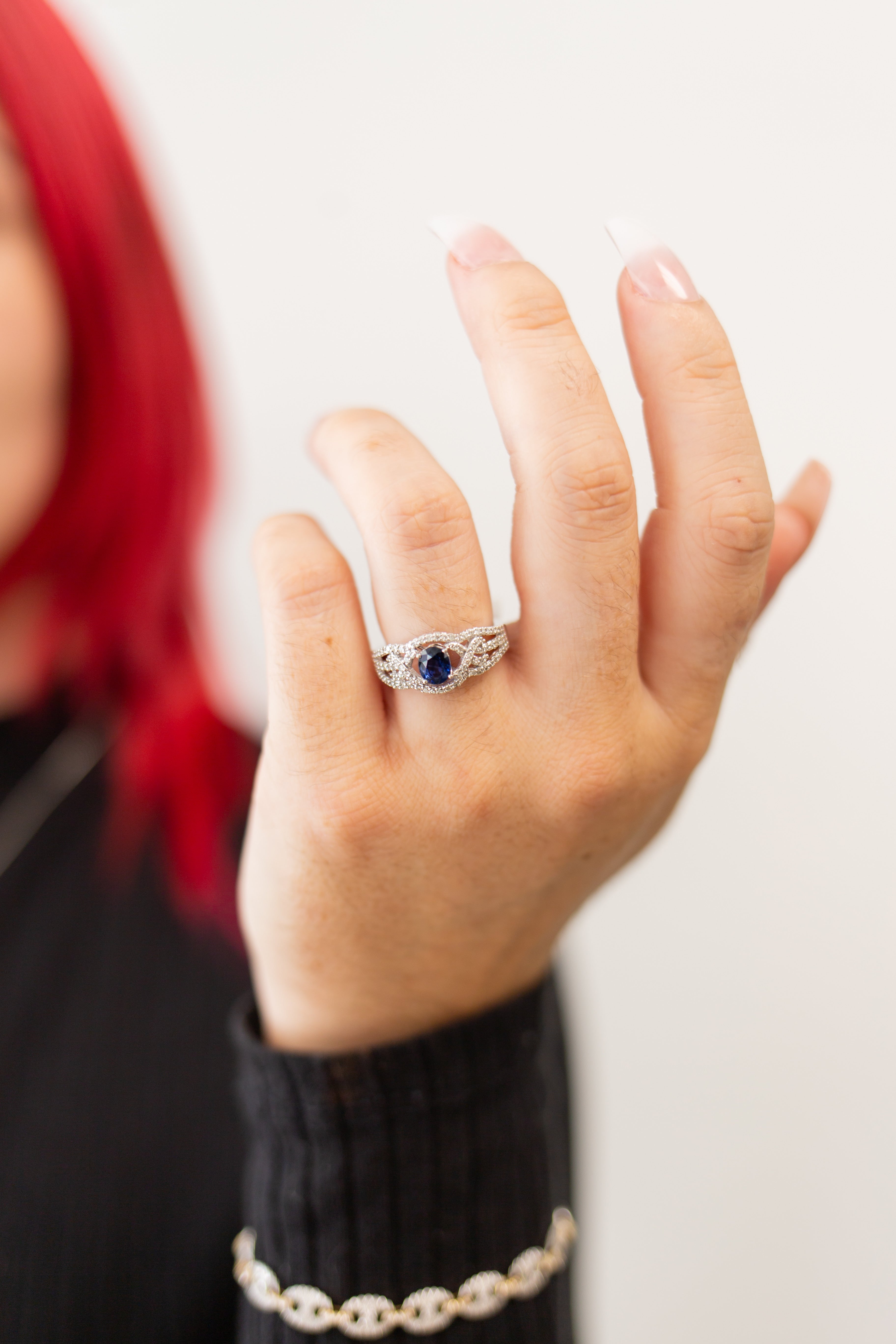 14K White Gold Sapphire and Diamond Ring