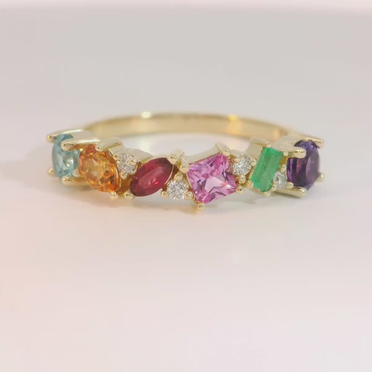 yellow gold gemstone mix shape self love ring serene harbor