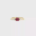Load and play video in Gallery viewer, Yellow Gold Multistone Ring with Oval Ruby Cabochon
