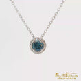 Load and play video in Gallery viewer, 14K White Gold Fancy Blue Diamond Halo Pendant Necklace
