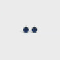 Load and play video in Gallery viewer, 14K White Gold Blue Sapphire Stud Earrings
