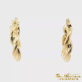 Load and play video in Gallery viewer, 14K Yellow Gold Braided Hoop Earrings
