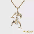 Load and play video in Gallery viewer, 14K Two-Tone Diamond Dolphin Pendant
