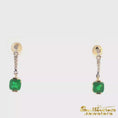 Load and play video in Gallery viewer, 14K Two Tone Emerald Dangle Earrings
