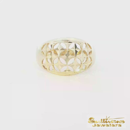 14KT Intricate Pattern Cut-Out Gold Ring